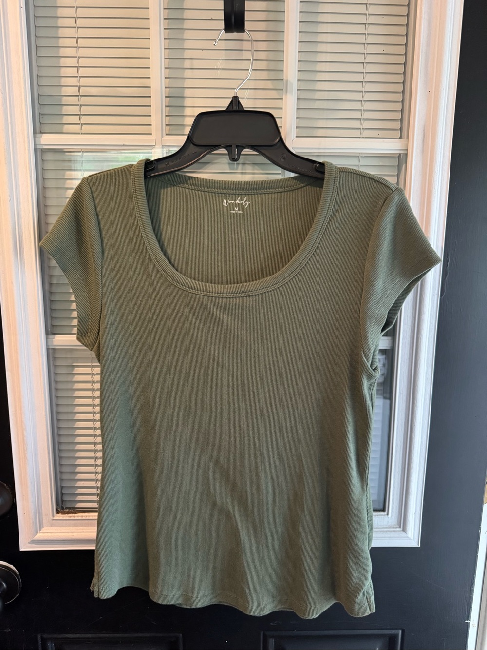 Wonderly Olive Green Scoop Neck Short Sleeve Top